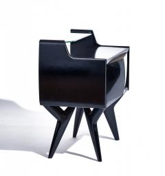 Gio Ponti Italian Black Side Tables with Glass c 1955 - 4467734
