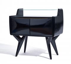 Gio Ponti Italian Black Side Tables with Glass c 1955 - 4467736