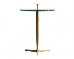 Gio Ponti Italian Brass Glass Side Table in the Style of Gio Ponti - 4640547