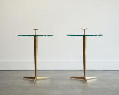 Gio Ponti Italian Brass Glass Side Tables in the Style of Gio Ponti - 4580922