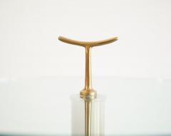 Gio Ponti Italian Brass Glass Side Tables in the Style of Gio Ponti - 4580929