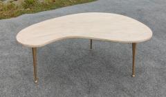 Gio Ponti Italian Freeform Calacatta Marble Coffee or Cocktail Table Brass Sputnik Legs - 4349452