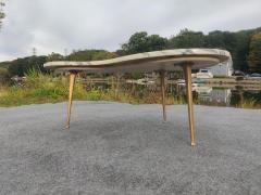 Gio Ponti Italian Freeform Calacatta Marble Coffee or Cocktail Table Brass Sputnik Legs - 4349462