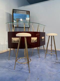 Gio Ponti Italian Mid Century Cocktail Bar Set with Cabinet Gio Ponti Design 1950s - 2696545