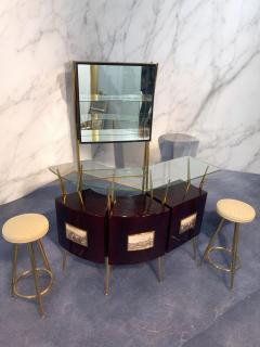 Gio Ponti Italian Mid Century Cocktail Bar Set with Cabinet Gio Ponti Design Style 1950s - 4356995