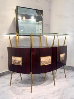 Gio Ponti Italian Mid Century Cocktail Bar Set with Cabinet Gio Ponti Design Style 1950s - 4356998