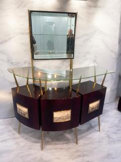 Gio Ponti Italian Mid Century Cocktail Bar Set with Cabinet Gio Ponti Design Style 1950s - 4356999