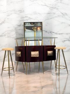 Gio Ponti Italian Mid Century Cocktail Bar Set with Cabinet Gio Ponti Design Style 1950s - 4357014