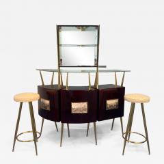 Gio Ponti Italian Mid Century Cocktail Bar Set with Cabinet Gio Ponti Design Style 1950s - 4358554
