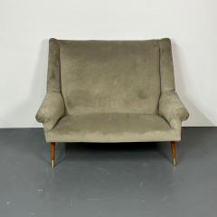Gio Ponti Italian Mid Century Modern Gio Ponti Style Sofa Settee Velvet Walnut 1950s - 2884039