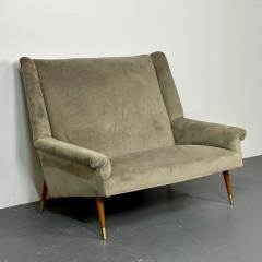 Gio Ponti Italian Mid Century Modern Gio Ponti Style Sofa Settee Velvet Walnut 1950s - 2884040