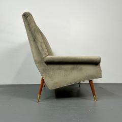 Gio Ponti Italian Mid Century Modern Gio Ponti Style Sofa Settee Velvet Walnut 1950s - 2884042