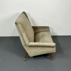 Gio Ponti Italian Mid Century Modern Gio Ponti Style Sofa Settee Velvet Walnut 1950s - 2884043