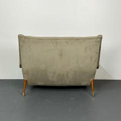 Gio Ponti Italian Mid Century Modern Gio Ponti Style Sofa Settee Velvet Walnut 1950s - 2884047
