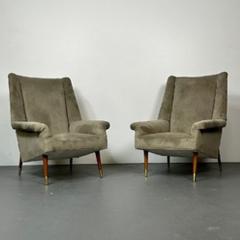 Gio Ponti Italian Mid Century Modern Gio Ponti Style Sofa Settee Velvet Walnut 1950s - 2884049