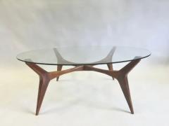 Gio Ponti Italian Mid Century Modern Walnut Glass Circular Coffee Table by Gio Ponti - 4112178