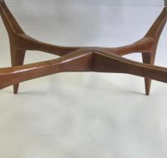Gio Ponti Italian Mid Century Modern Walnut Glass Circular Coffee Table by Gio Ponti - 4112262