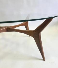 Gio Ponti Italian Mid Century Modern Walnut Glass Circular Coffee Table by Gio Ponti - 4112270