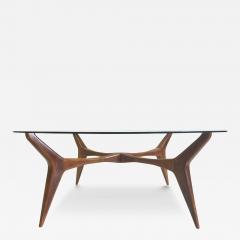 Gio Ponti Italian Mid Century Modern Walnut Glass Circular Coffee Table by Gio Ponti - 4123526