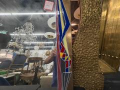 Gio Ponti Italian Modern Brass And Enamel Mirror - 4377882