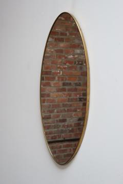 Gio Ponti Italian Modern Oval Wall Mirror with Brass Frame after Gio Ponti - 4140842
