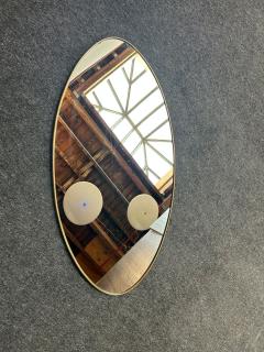 Gio Ponti Italian Modern Oval Wall Mirror with Brass Frame after Gio Ponti - 4140843