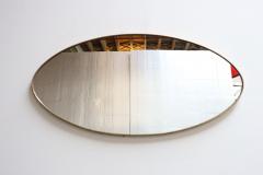 Gio Ponti Italian Modern Oval Wall Mirror with Brass Frame after Gio Ponti - 4140845