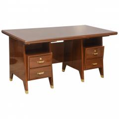 Gio Ponti Italian Modern Walnut and Brass Executive Desk Gio Ponti - 4273252