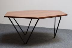 Gio Ponti Italian Modernist Walnut and Iron Hexagonal Coffee Table by Gio Point for Isa - 3850032