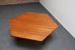 Gio Ponti Italian Modernist Walnut and Iron Hexagonal Coffee Table by Gio Point for Isa - 3850034