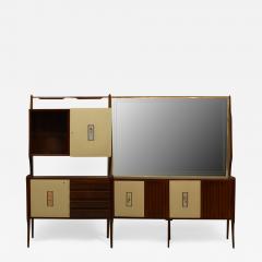 Gio Ponti Italian Post War Design Rosewood Mahogany Wall Unit Bar  - 470535