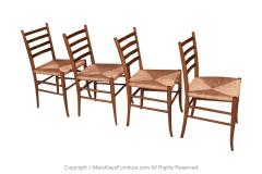 Gio Ponti Italian Rush Seat Ladder Back Walnut Chairs in the Style of Gio Ponti - 3021291