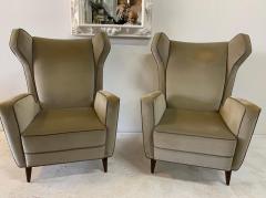 Gio Ponti Italian Wing Back Armchairs in the Style of Ponti Pair - 4632937