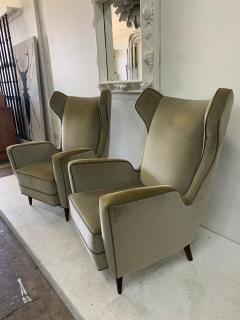 Gio Ponti Italian Wing Back Armchairs in the Style of Ponti Pair - 4632986