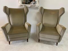 Gio Ponti Italian Wing Back Armchairs in the Style of Ponti Pair - 4633008