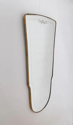 Gio Ponti Italian early 1950s brass frame wall mirror with etching - 3822981