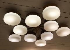 Gio Ponti Large Brass 10 Arm Flush Mount Ceiling Light in the Style of Gio Ponti - 1186341