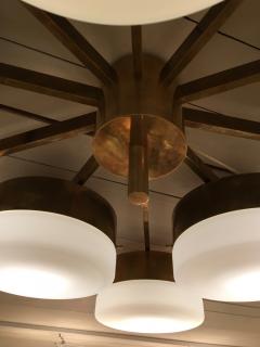 Gio Ponti Large Brass 10 Arm Flush Mount Ceiling Light in the Style of Gio Ponti - 1186344