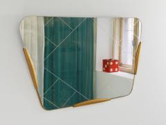 Gio Ponti Large Trapezoidal Golden Wall Mirror With Engraved Diamond Pattern Austria - 4662521