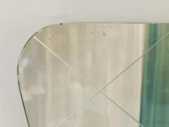 Gio Ponti Large Trapezoidal Golden Wall Mirror With Engraved Diamond Pattern Austria - 4662527