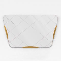 Gio Ponti Large Trapezoidal Golden Wall Mirror With Engraved Diamond Pattern Austria - 4678736