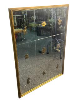 Gio Ponti MODERNE ITALIAN ETCHED MIRROR WITH BRASS ANIMALS FLOWERS IN GILT WOOD FRAME - 4496485