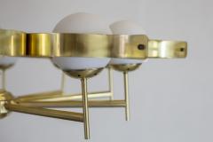 Gio Ponti Mid Century Brass and Opaline Glass Chandelier Italy 1960s - 2286179