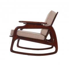 Gio Ponti Mid Century Italian Modern Sculptural Rocking Chair in Walnut after Gio Ponti - 2428084