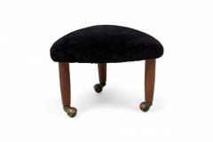 Gio Ponti Mid Century Italian Modern Triangular Black Upholstered Footstool manner of Gio - 4664557