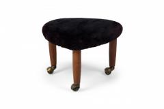 Gio Ponti Mid Century Italian Modern Triangular Black Upholstered Footstool manner of Gio - 4664558
