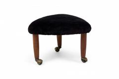 Gio Ponti Mid Century Italian Modern Triangular Black Upholstered Footstool manner of Gio - 4664560
