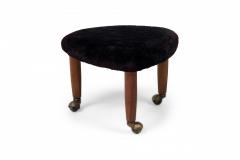 Gio Ponti Mid Century Italian Modern Triangular Black Upholstered Footstool manner of Gio - 4664561