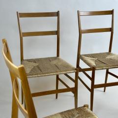 Gio Ponti Mid Century Modern Set of Six Ash Wood 699 Superleggera Chairs by Gio Ponti - 3343444