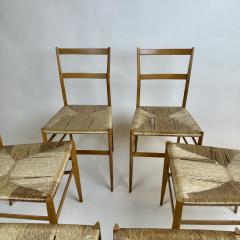 Gio Ponti Mid Century Modern Set of Six Ash Wood 699 Superleggera Chairs by Gio Ponti - 3343445